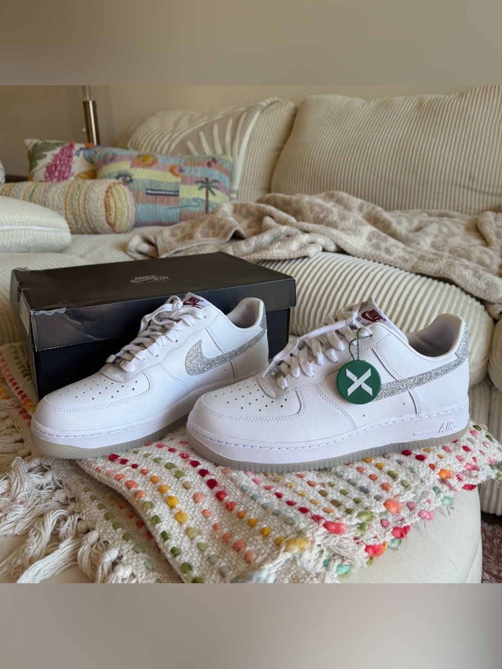 Nike Air Force 1 Glitter Swoosh White